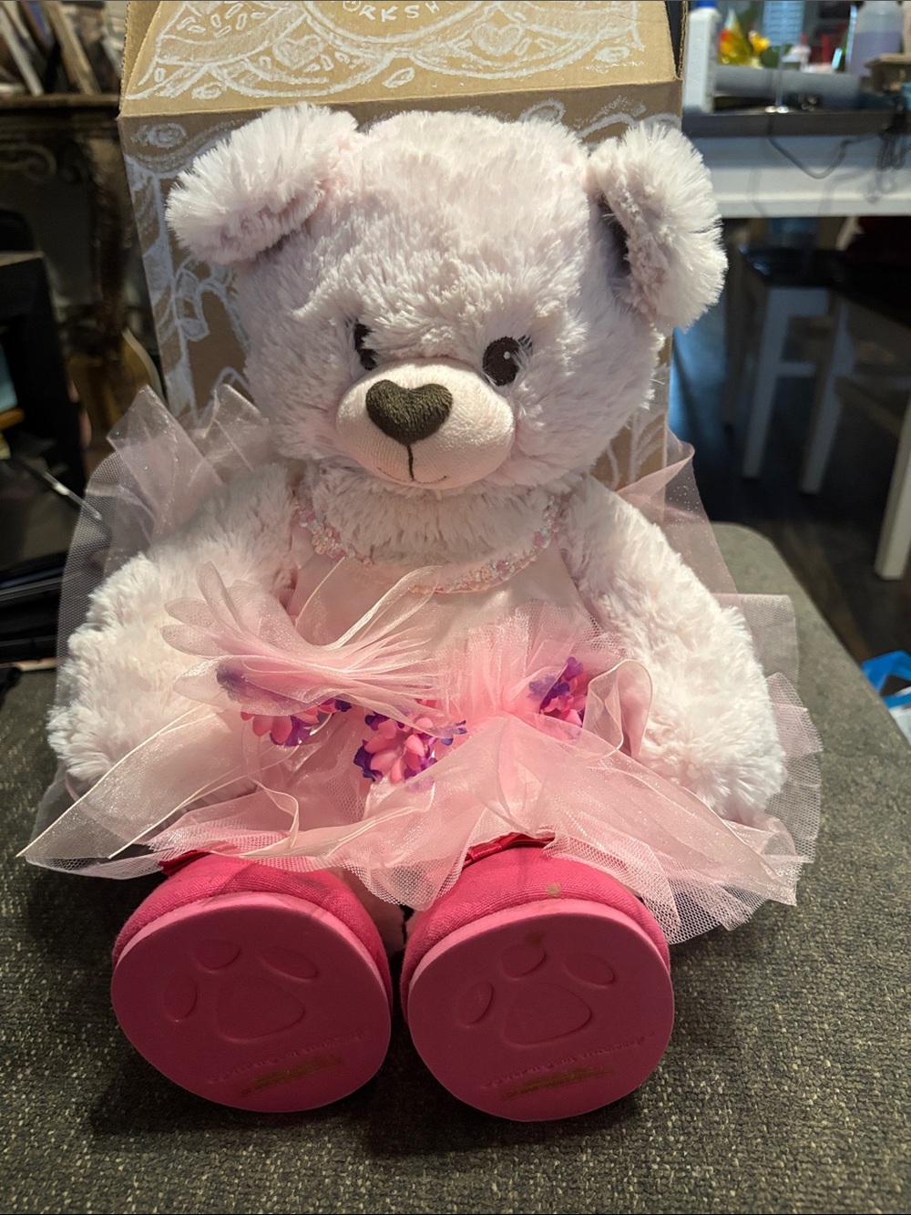 Build-A-Bear Pink Tutu Floral Dress Plush Teddy